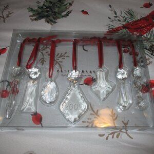 Pottery Barn 7 Glass Crystal Chandelier Ornaments - NEW